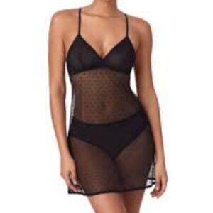 DKNY Women's Heart Mesh Babydoll Chemise Size S
